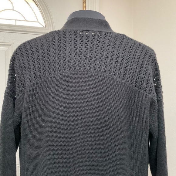 Rebecca Taylor Black Cashmere Wool Blend Fringe Open Front Knit Cardigan - Picture 8 of 12